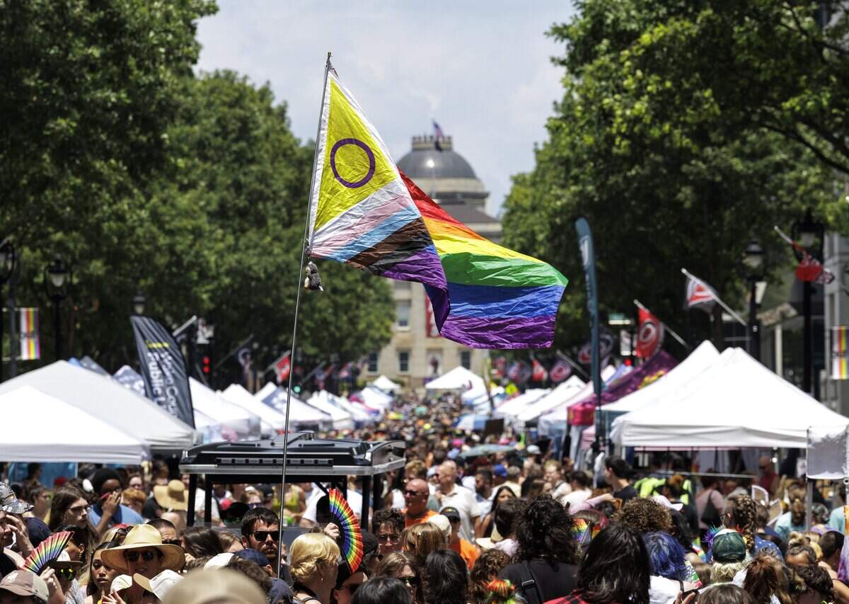 Festival-goers filled Fayetteville Street and surrounding blocks for Out! Raleigh Pride on Saturday in downtown Raleigh.