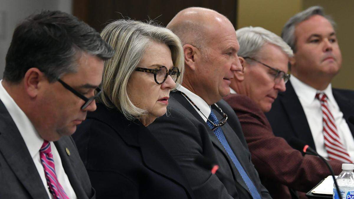 UNC President Margaret Spellings attends the UNC Board of Governors meeting where an emergency session was called where the board discussed her departure package during a closed session Friday, Oct.. 26, 2018 in Chapel Hill.