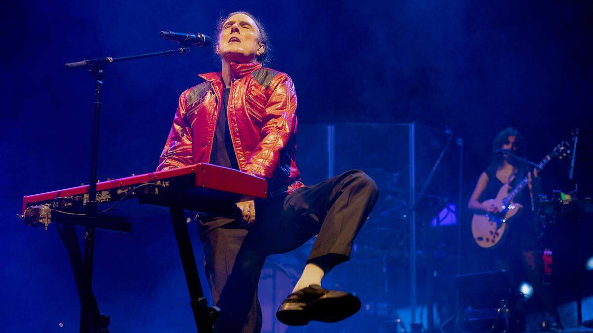 “Weird Al” Yankovic performs “Eat It” on his “Bigger & Weirder 2025” tour at Raleigh, N.C.’s Red Hat Amphitheater, July 24, 2025.