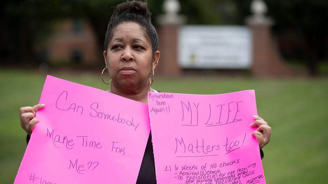 Catrice Otengo of Greensboro drove to Raleigh in June looking for help with her unemployment claim. She eventually got some help from the N.C. Division of Employment Security, but it was too late. She got evicted in July and as of September was living in a motel, working two jobs, and trying to save up for a better place.