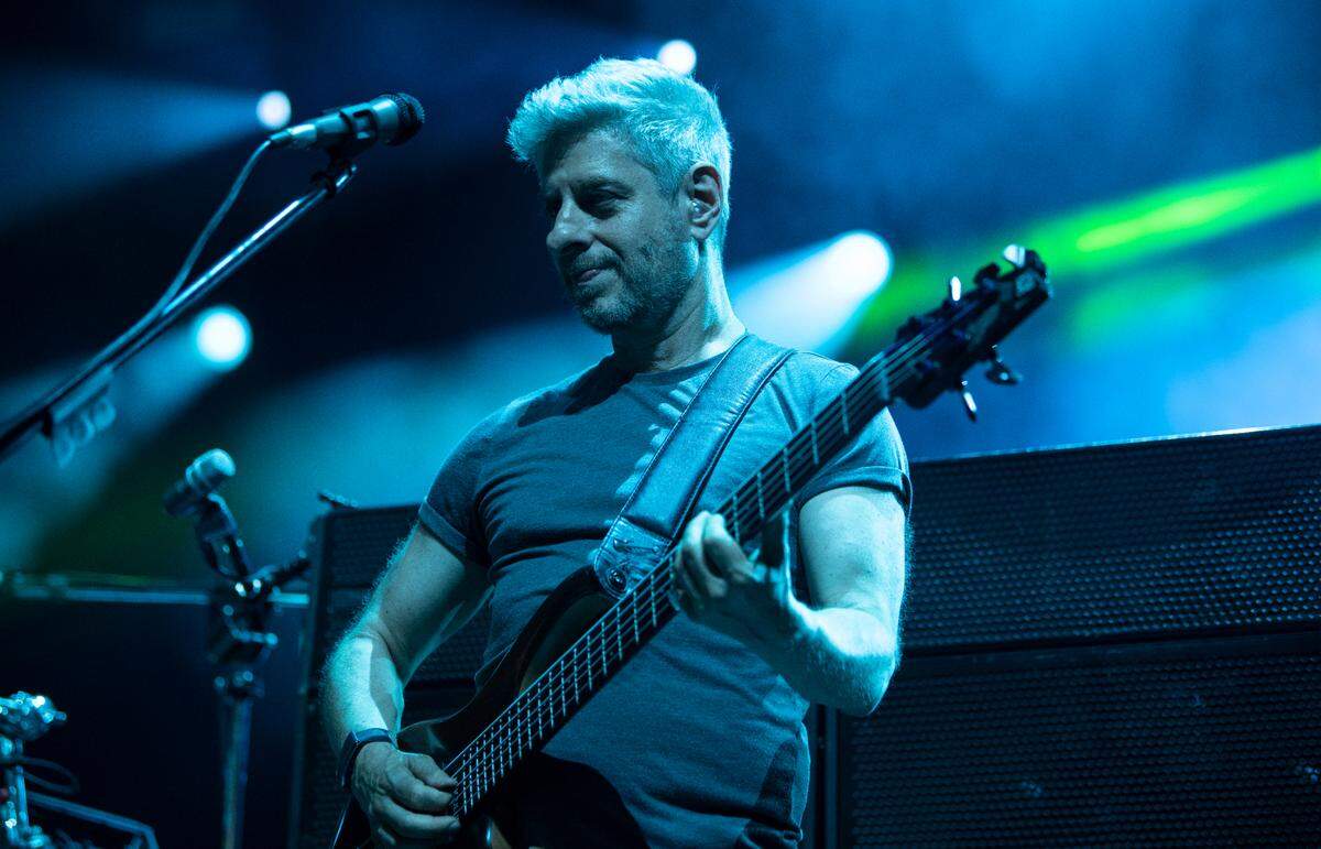 Mike Gordon lays down the bass line on “Possum” as Phish plays Coastal Credit Union Music Pavilion at Walnut Creek in Raleigh, N.C., Friday night, July 29, 2022.