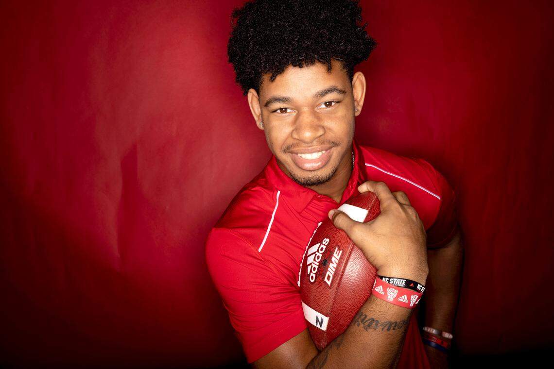 N.C. State’s Justin Joly poses during a media availability in Raleigh, N.C., Wednesday, Jan. 24, 2024.
