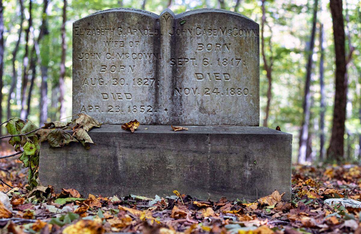 Gravestones in the Cabelands Cemetery in the Eno River State Park, photographed Friday, Oct. 7, 2022.
