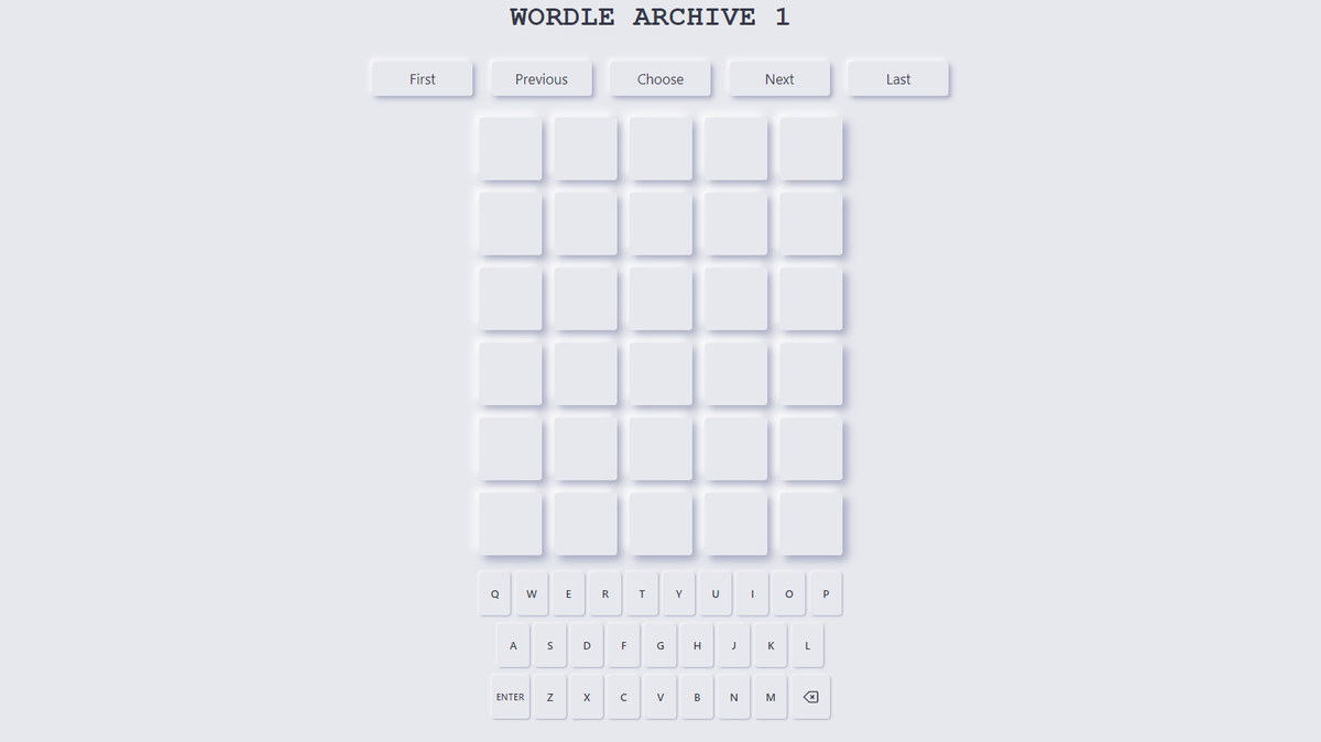 A screenshot of the Wordle archive created by Devang Thakkar, a fourth-year PhD candidate at Duke University.