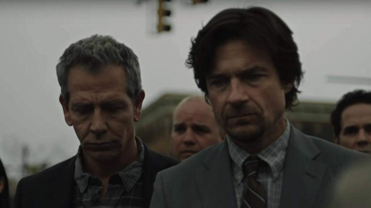 Ben Mendelsohn, left, and Jason Bateman in the HBO series “The Outsider.”
