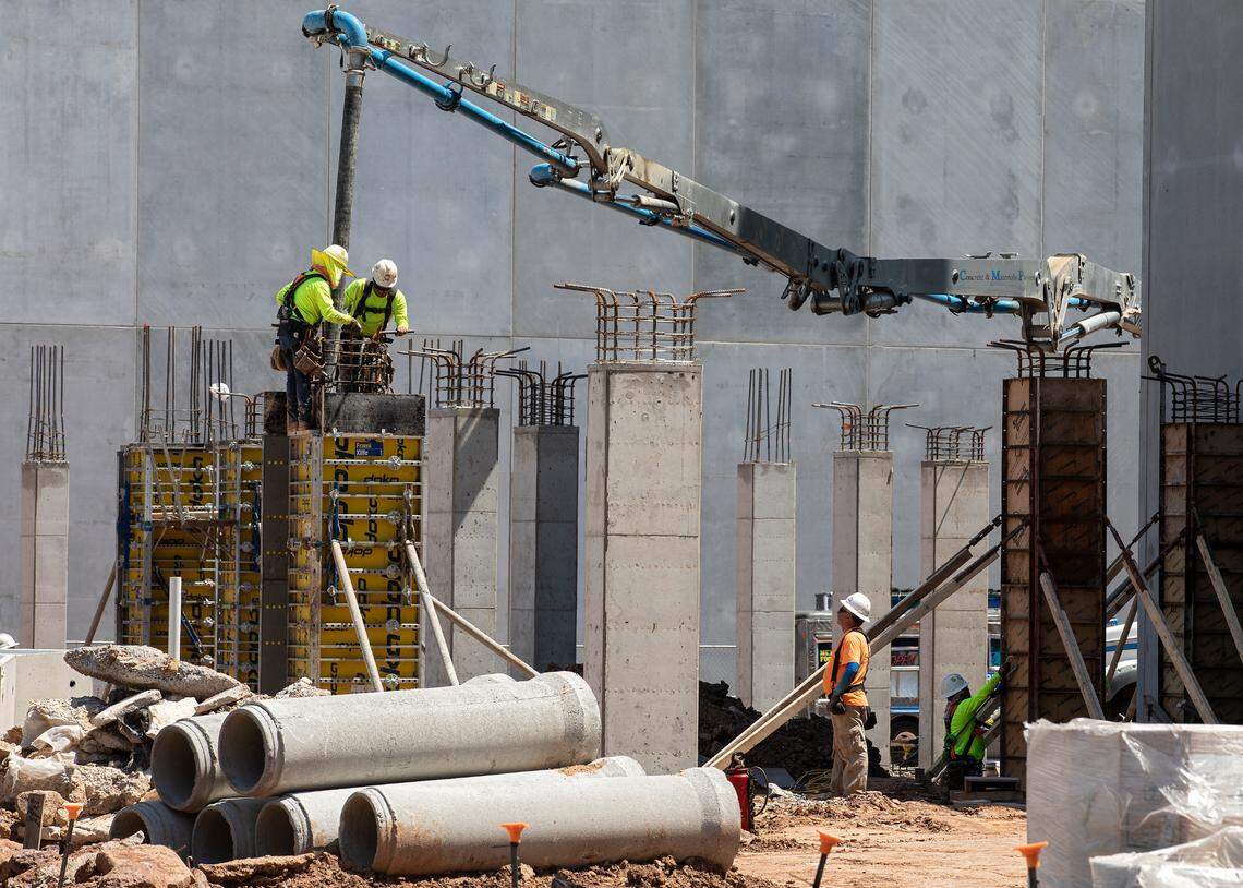 Construction continues on Wednesday, Aug. 9, 2023, at Hub RTP in Research Triangle Park.