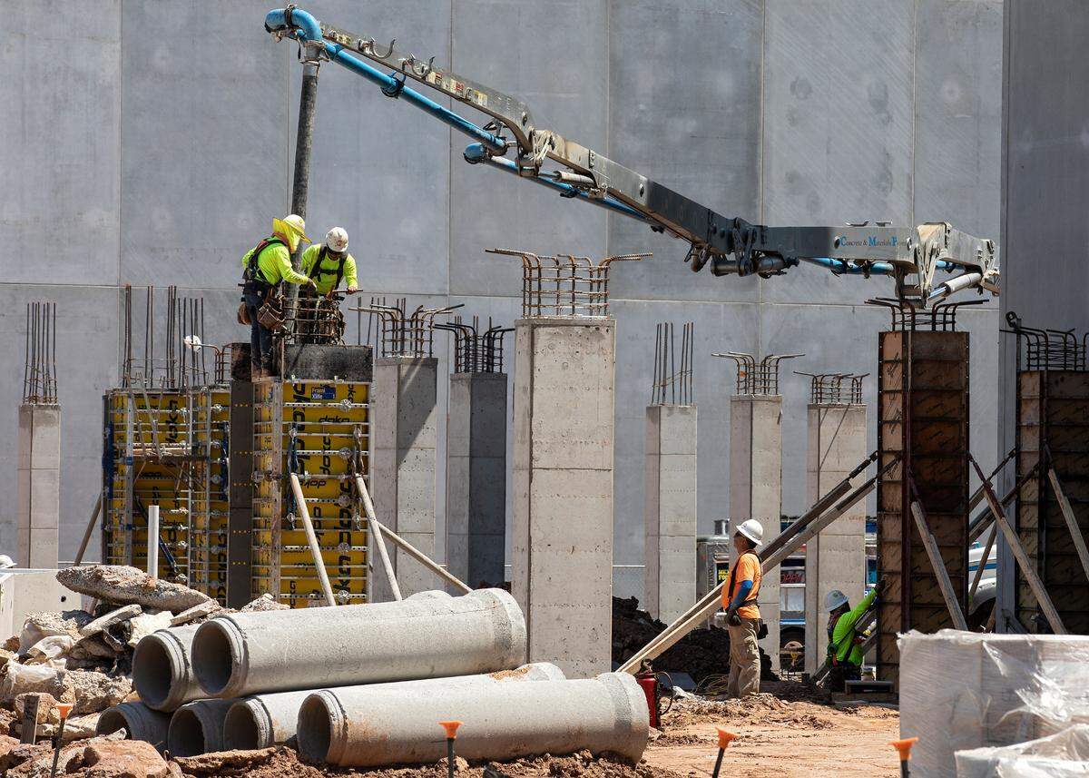 Construction continues on Wednesday, Aug. 9, 2023, at Hub RTP in Research Triangle Park.