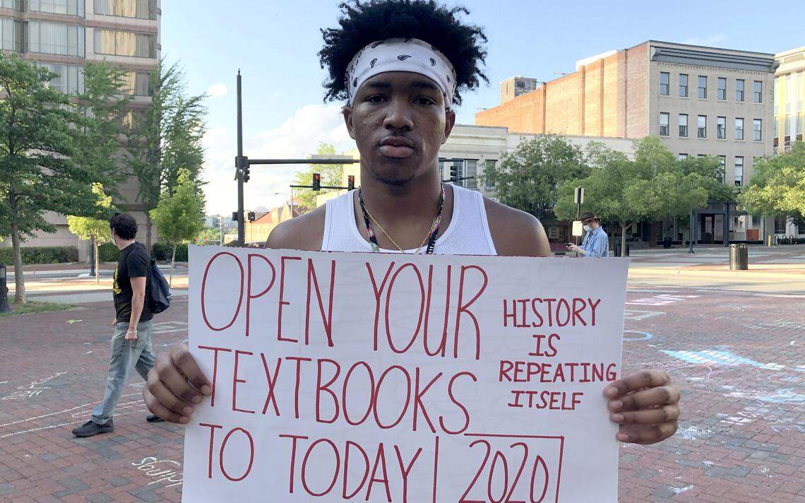 Ji’Lil Michael, 19, Burlington. “One thing I learned from my research from Martin Luther King is that the riots are the language of the unheard. And right now people feel like they’re not being heard.”