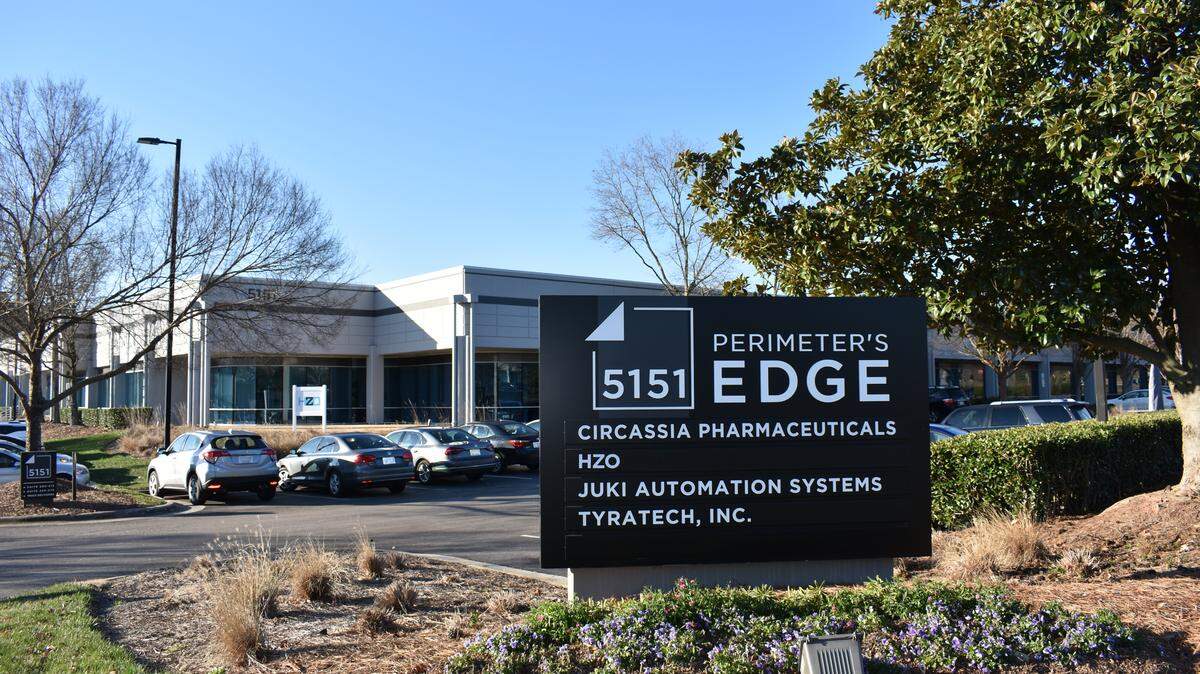 A photo of one of the office buildings located at 5151 McCrimmon Parkway at Perimeter’s Edge that was sold last week to Longfellow.