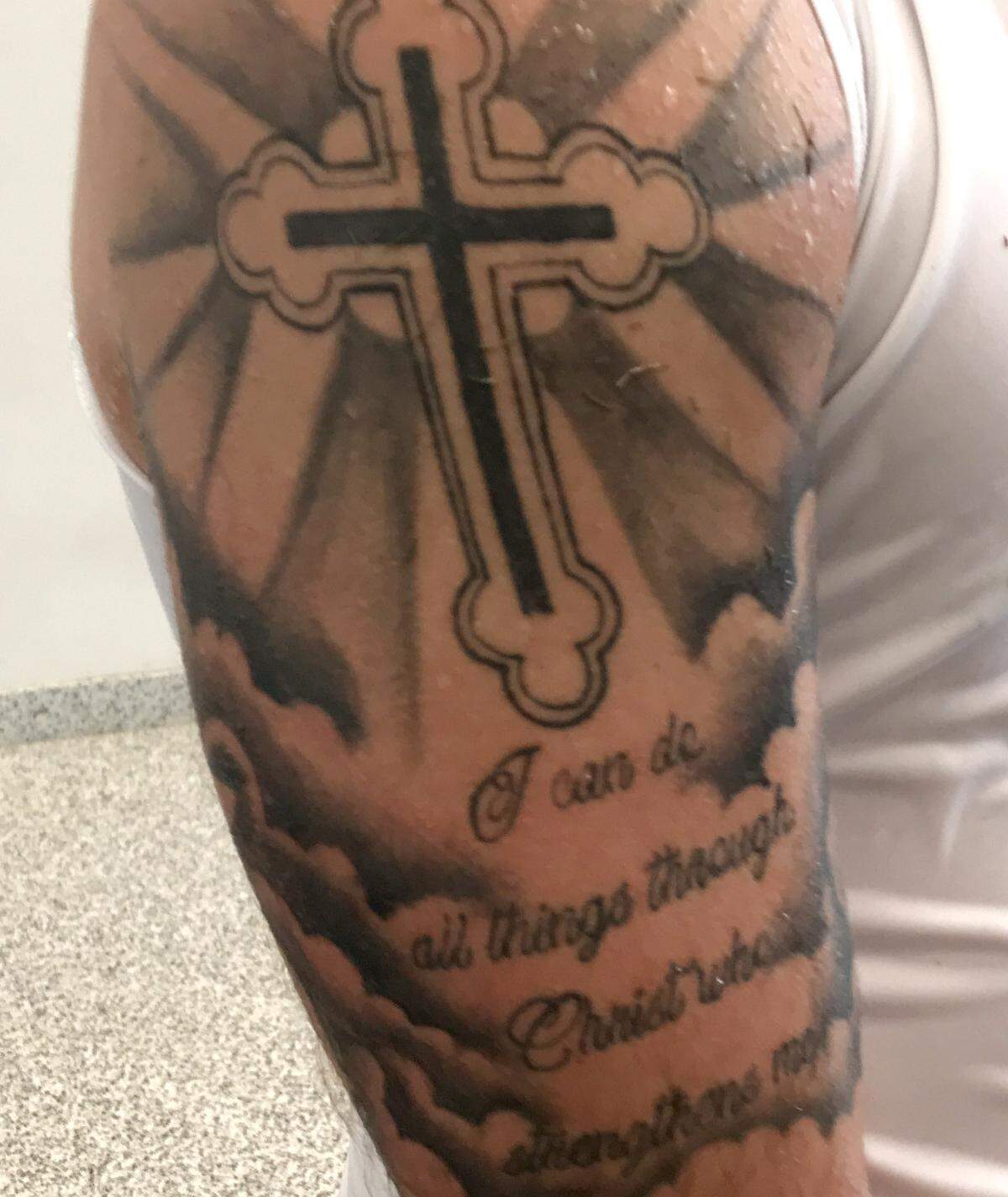 The tattoo on the right arm of Bailey Hockman.