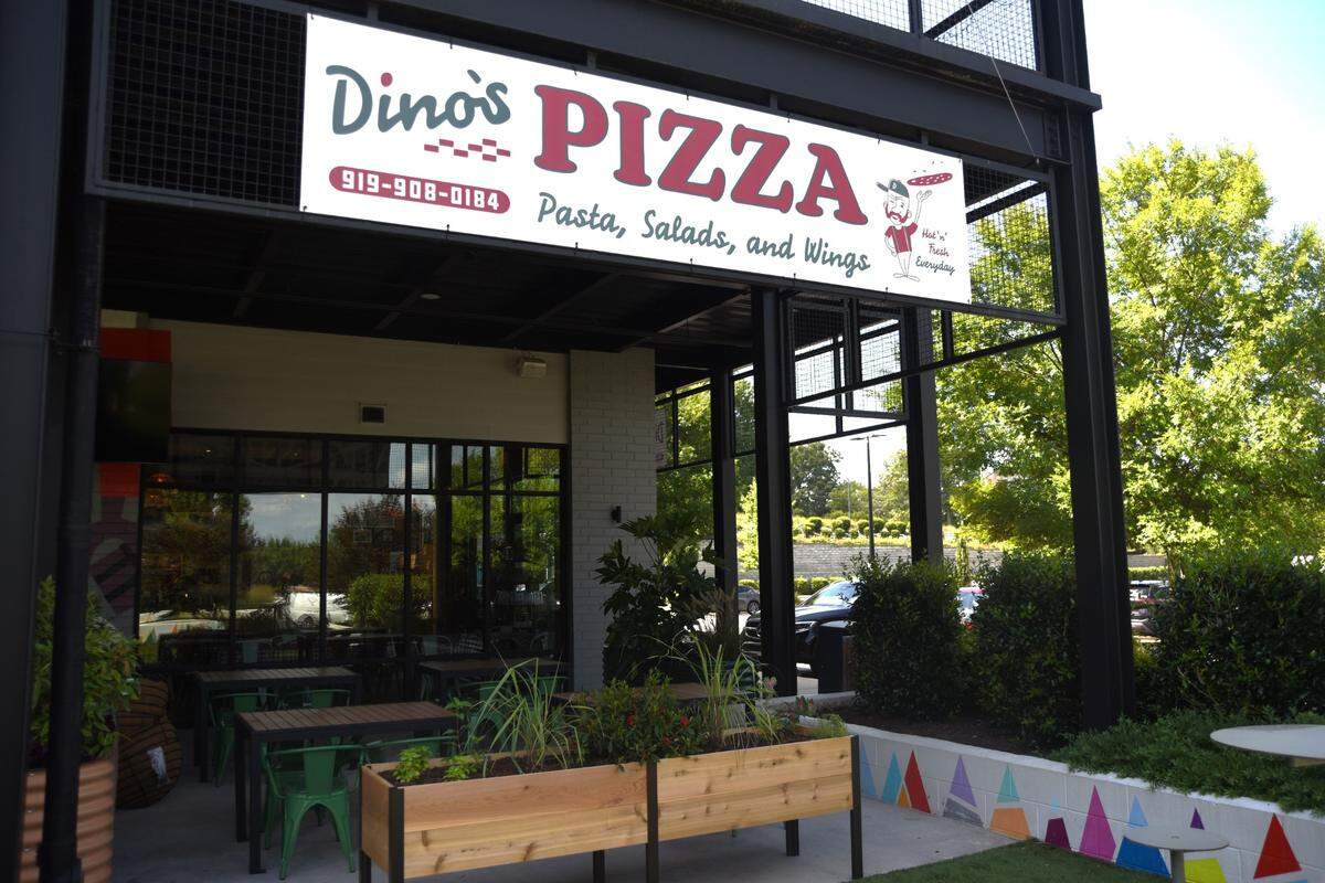 The new Dino’s Pizza takes over the former BB’s Crispy Chicken space in Durham’s University Hill shopping center.