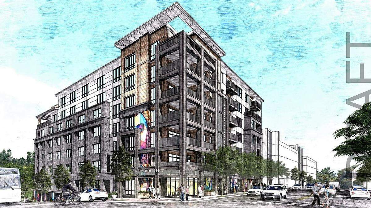 Roughly 2,400 square feet of retail could fill the ground-floor space in this apartment building slated for the corner of East Rosemary and North Columbia streets in downtown Chapel Hill. The project could include a second retail space on North Columbia Street.