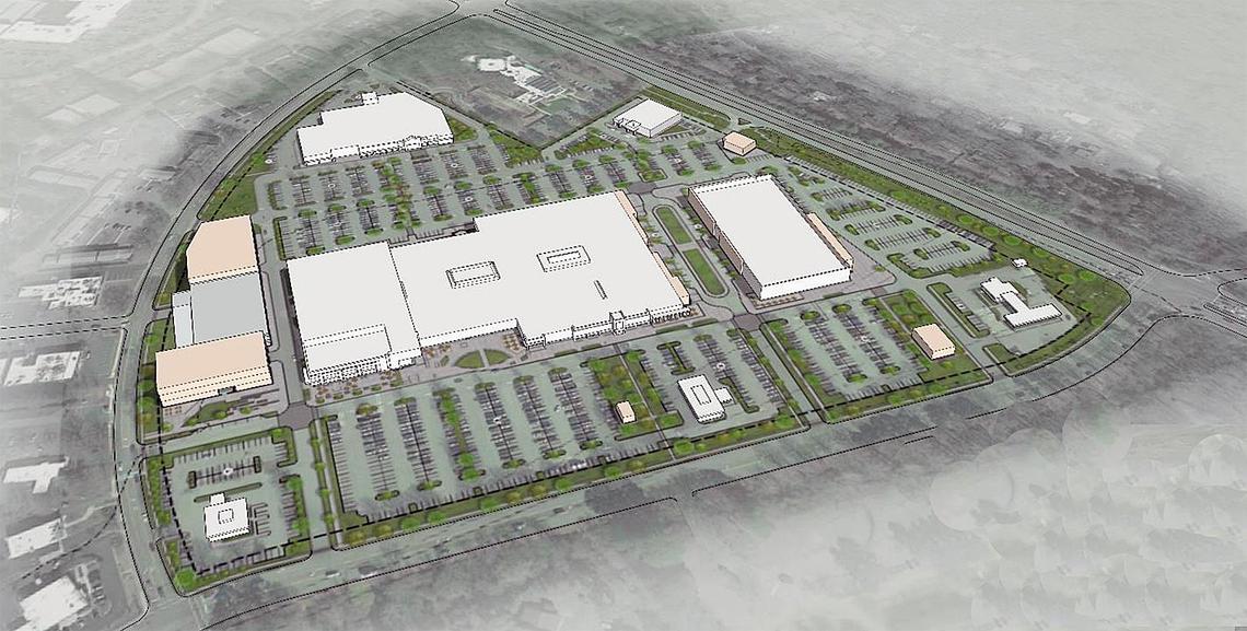 A Ram Realty site plan shows the changes that could occur over the first three to five years of the redevelopment project at University Place in Chapel Hill.