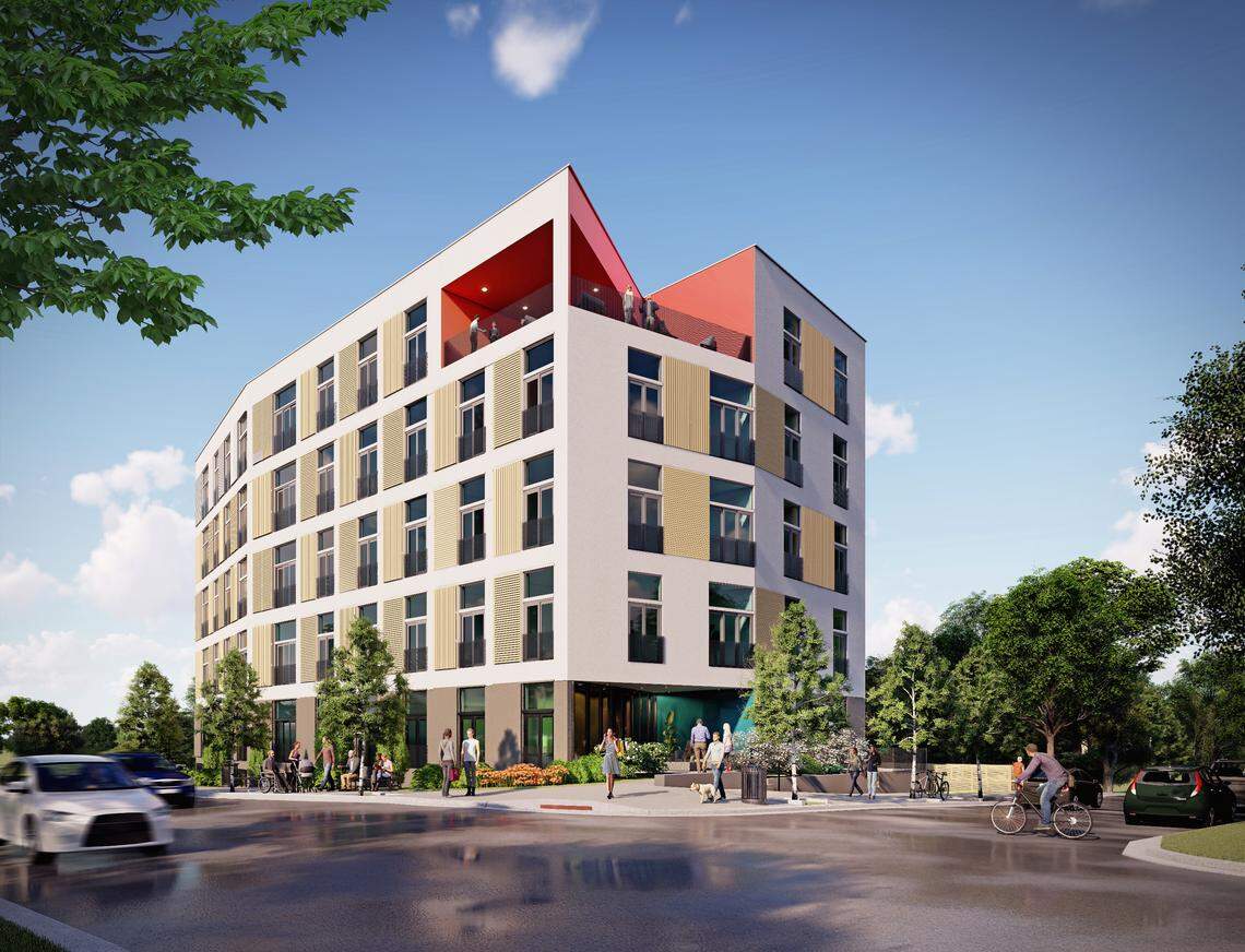 A rendering of the City Port condo project being built on South Duke Street in downtown Durham.