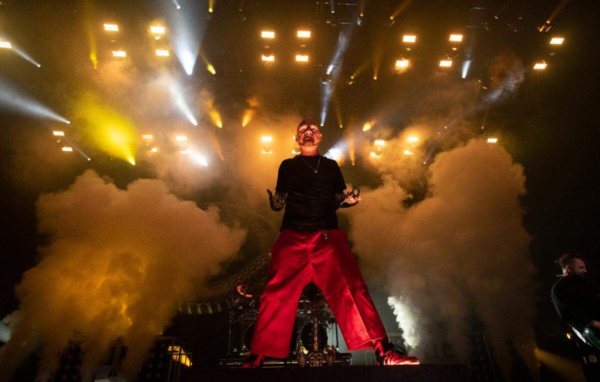 Five Finger Death Punch in concert at Raleigh, N.C.’s Coastal Credit Union Music Park at Walnut Creek, Wednesday night, Sept. 7, 2022.