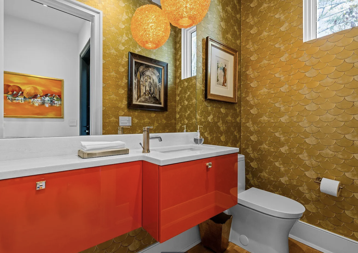 The bathroom at 222 St. Mary’s St. in Raleigh’s The Saint subdivision, which listed for $1.8 million earlier this month.