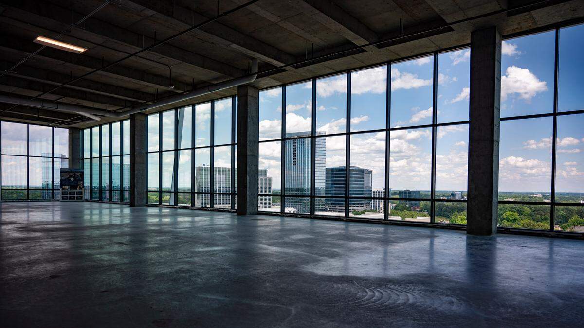 Office space on the tenth floor of One North Hills Tower overlooks North Hills main district.