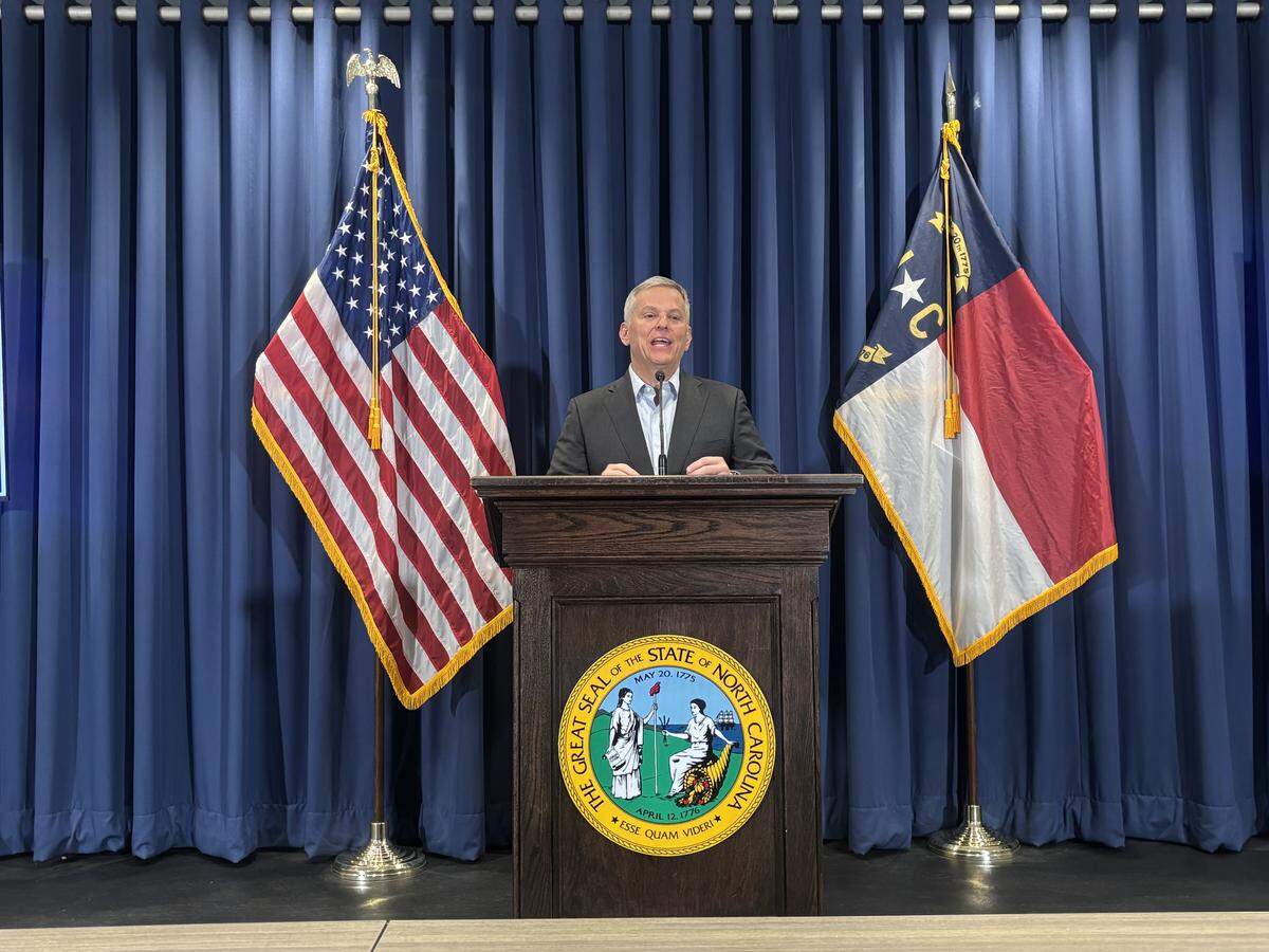 Gov. Josh Stein addresses media during an economic development press conference in Raleigh, N.C. on Dec. 3, 2025.