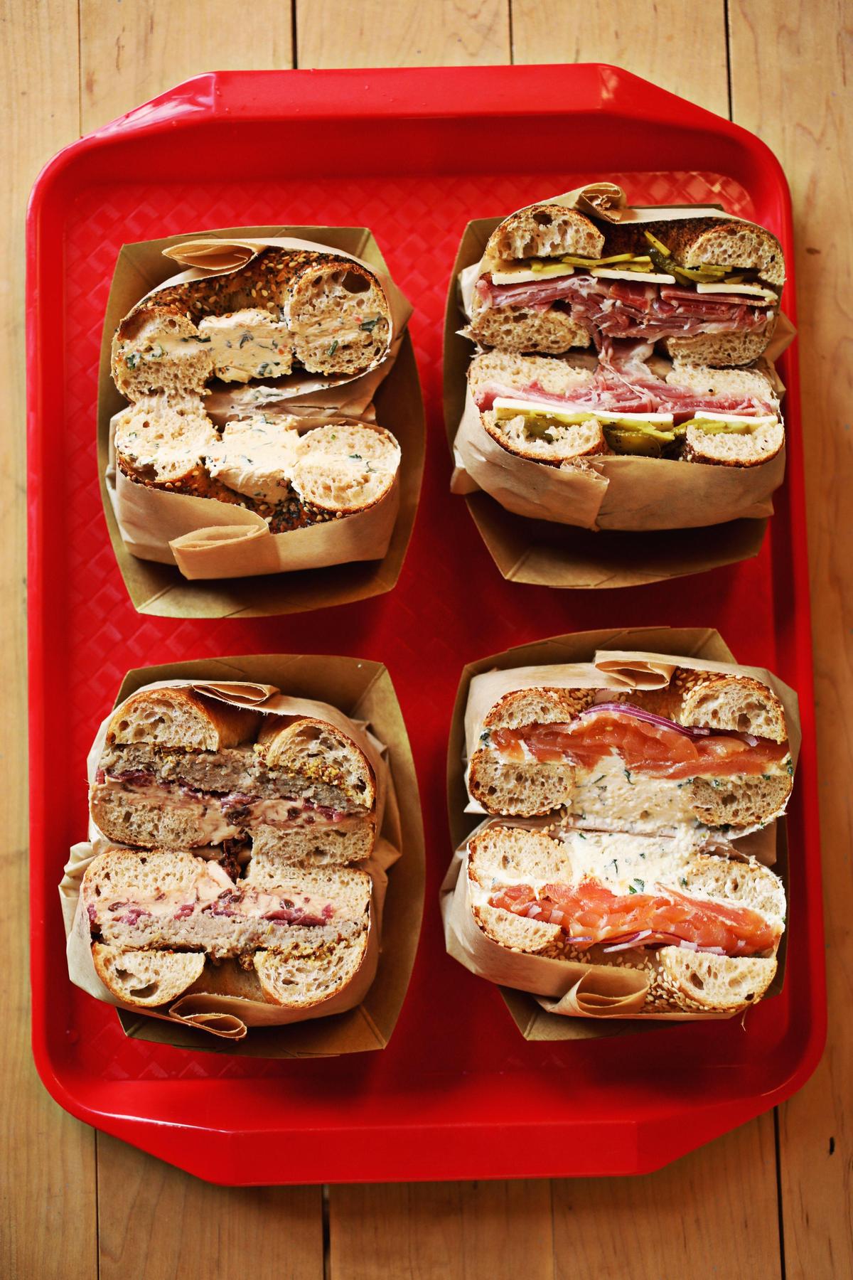 The sandwiches, a wildly eclectic selection ranging from fried bologna to duck rillette, each available on your choice of bagel are the star attraction at Benchwarmers Bagels in downtown Raleigh’s Transfer Co. Food Hall.