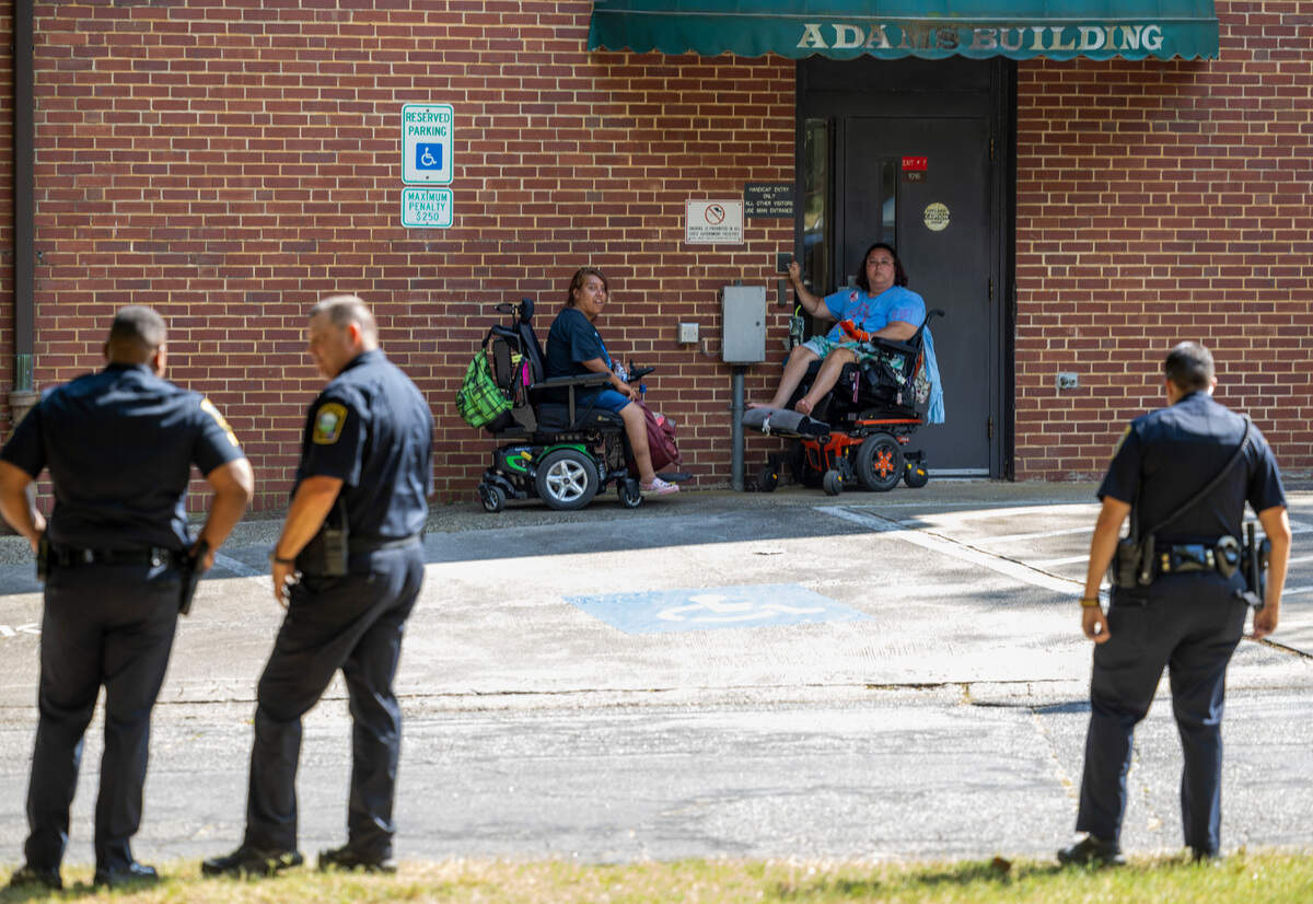 People in wheelchairs block exterior doors of the NC Department of Health and Human Services building in Raleigh at times chanting “I’d rather go to jail than to die in a nursing home.” Protesters with the National ADAPT organization demanded improved service and support and an opportunity to speak with NC DHHS Sec. Kody Kinsley. At around 6 p.m. police left the scene without arrests.