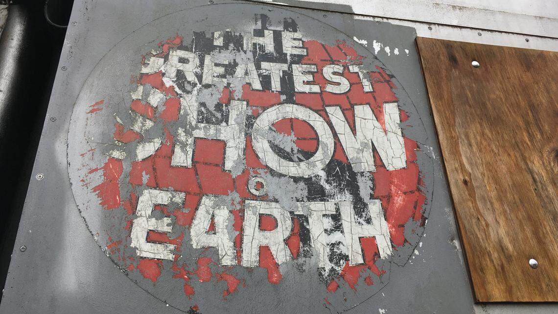 Most of the markings on the Ringling Bros. and Barnum & Bailey train cars purchased by the state of North Carolina have been painted over, with a few exceptions.