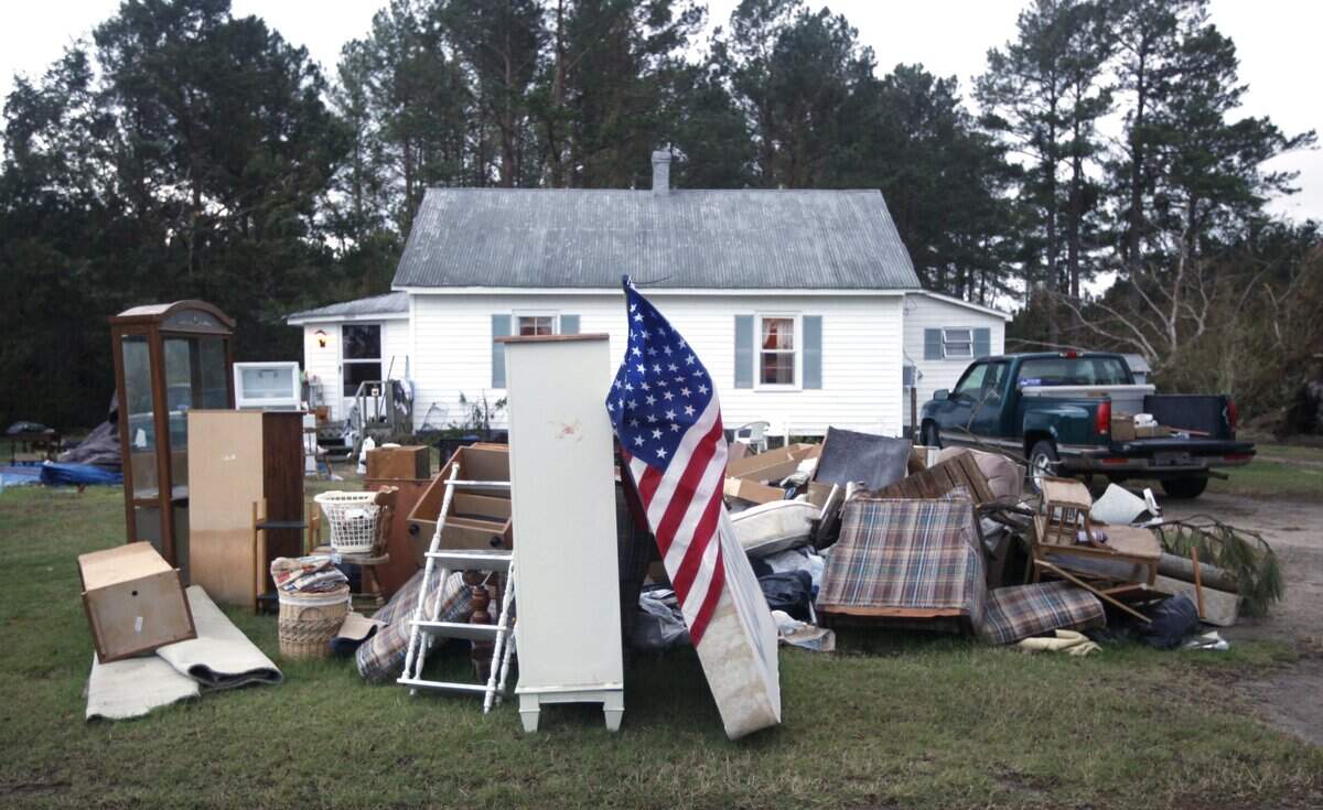 A house in Hobucken, NC damaged by Hurricane Irene.
