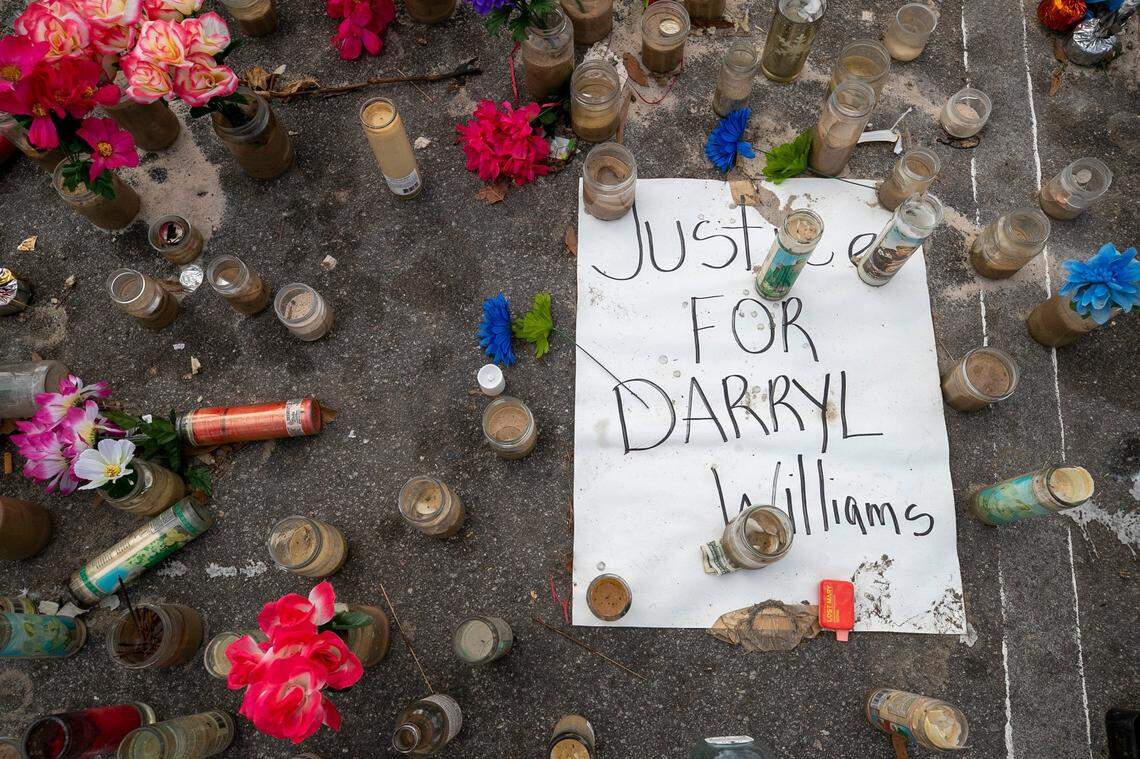 A memorial for Darryl Williams on Rocky Quarry Road on Thursday, February 16, 2023 in Raleigh, N.C. The memorial is near where Darryl Williams died after being tased by Raleigh police in January.