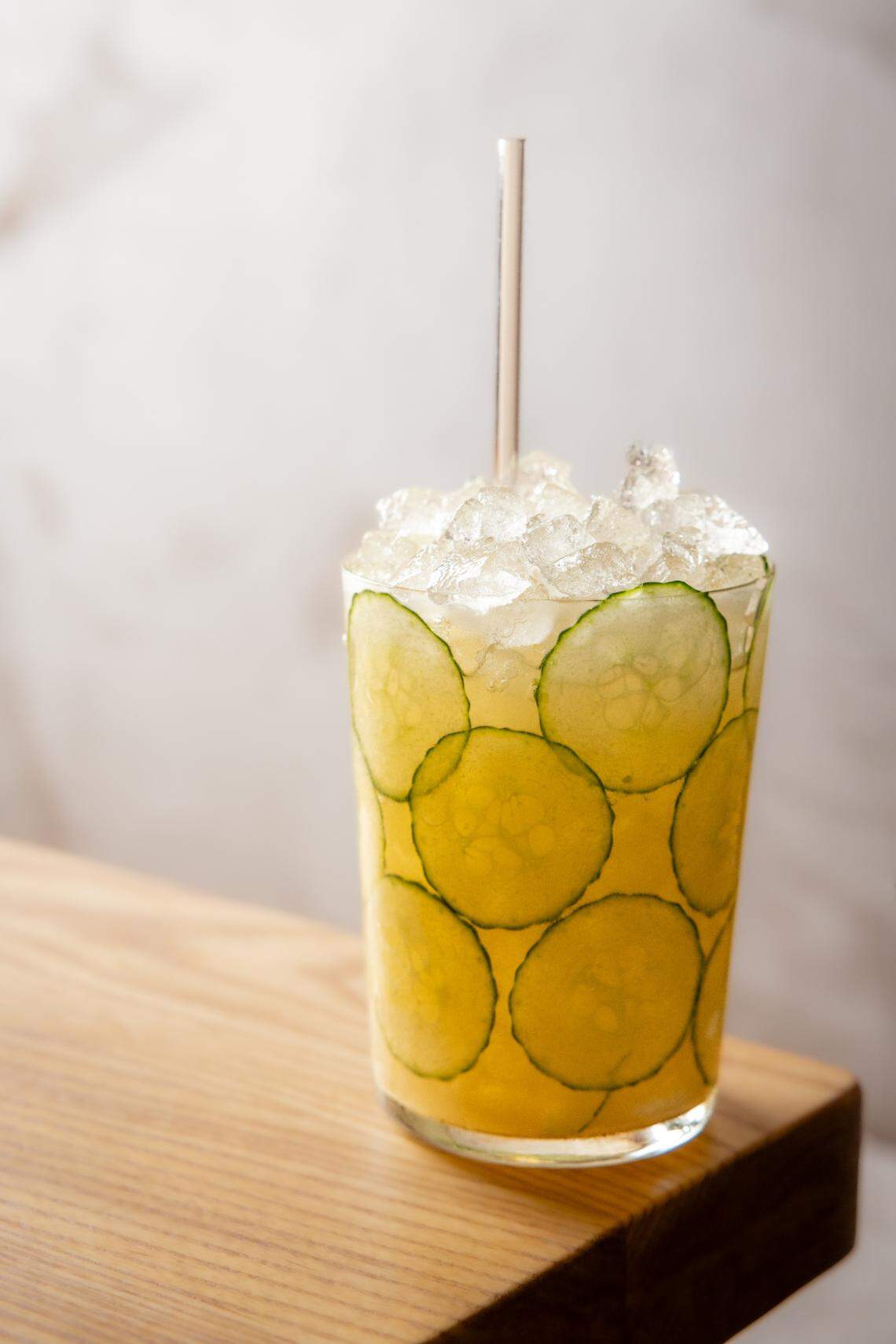 The West Side Garden cocktail at the new Boatman Spirits Company in Raleigh’s Seaboard Station.