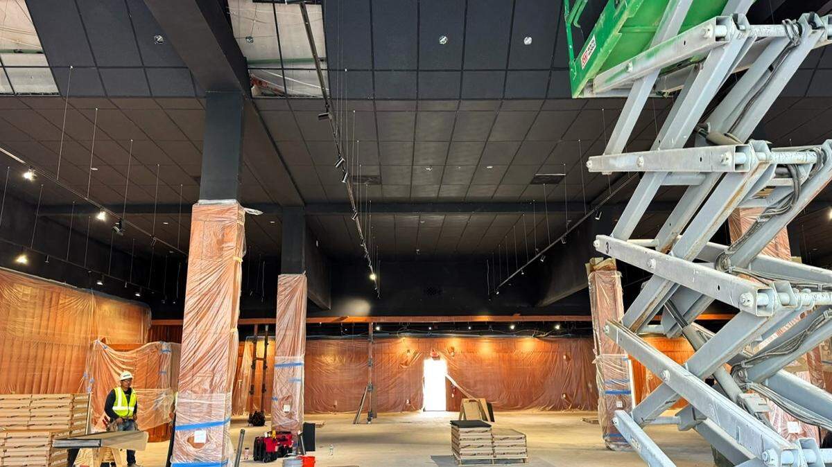 The pillars holding up the tall ceilings remain, but the floor is now concrete at Great Outdoor Provision Co. The store could reopen by late October 2025, said General Manager Chad Pickens.