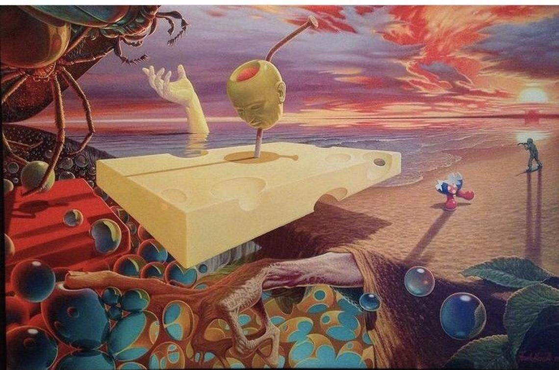 A work of art by Frank Harrod entitled “The Verge.” Cindy Walker, his lifelong friend, said it was the last big piece he did before his death.