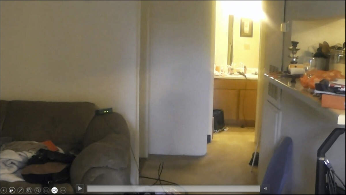 inside apartment.jpg An image from an evidence video taken upon entry to the apartment where Faith Hedgepeth was found beaten and murdered. The bathroom mentioned in testimony is at the center of the image.