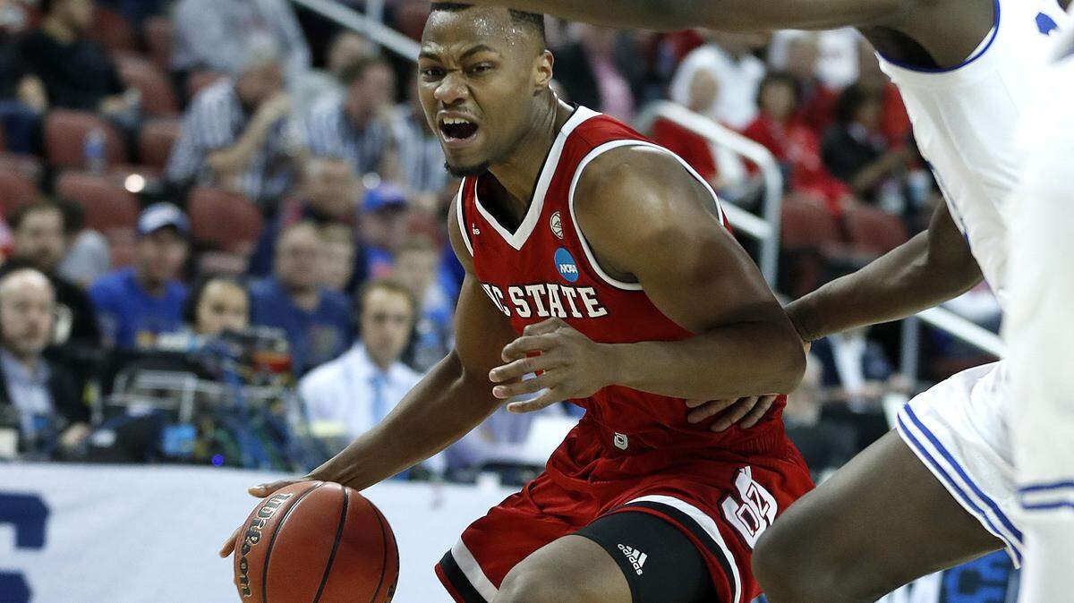 N.C. State's Torin Dorn (2) drives to the basket during the first half of N.C. State's game against Seton Hall in the first round of the 2018 NCAA Men's Basketball Championship at Intrust Bank Arena in Wichita, Kan., on Thursday, March 15, 2018.