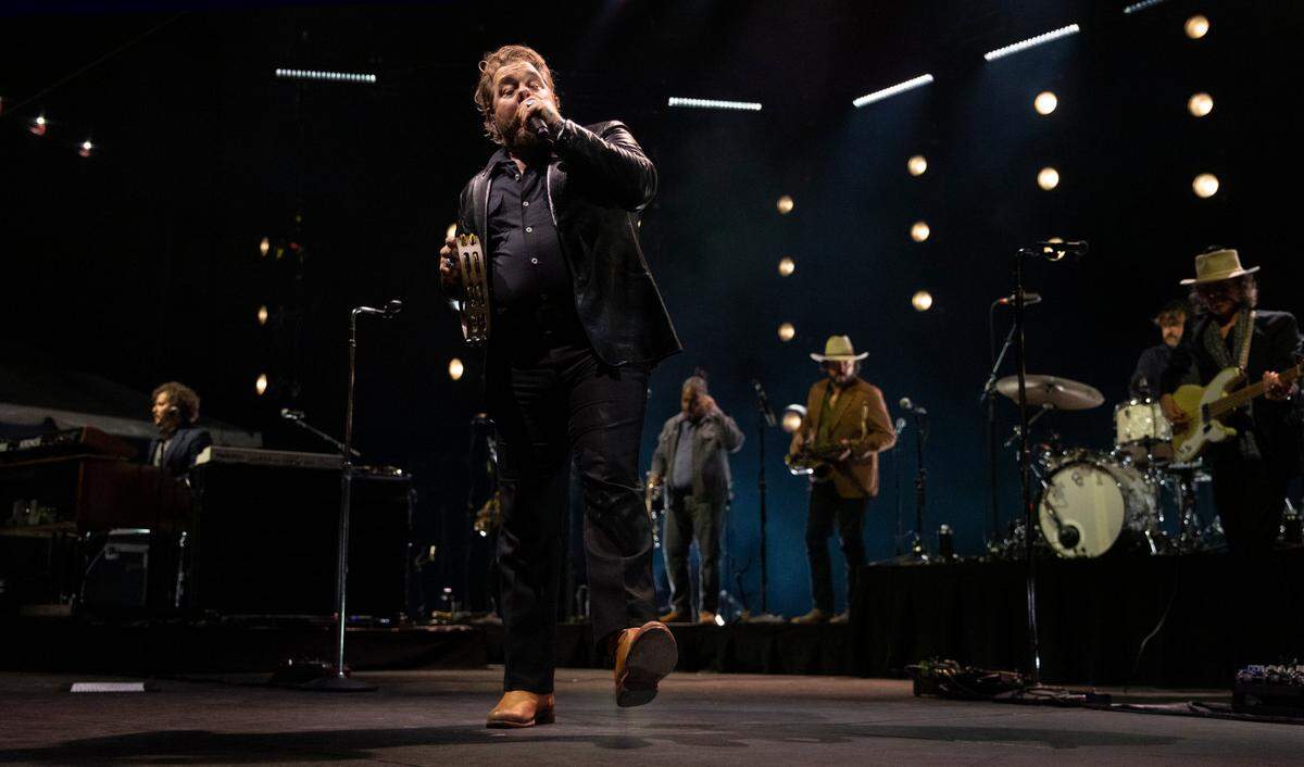 Nathaniel Rateliff and The Nightsweats with Sierra Ferrell in concert at Raleigh, N.C.’s Red Hat Amphitheater, Wednesday night, Sept. 27, 2023.