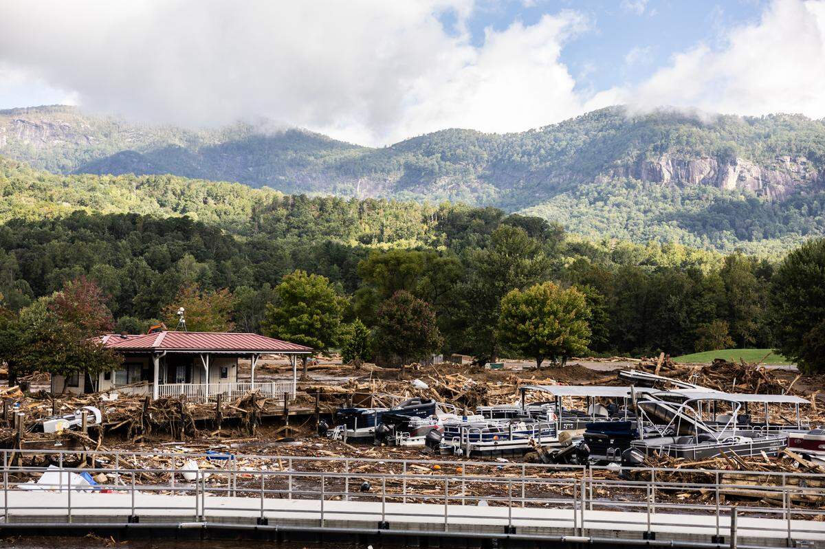 The marina at Lake Lure, N.C. on Sunday, September 29, 2024.