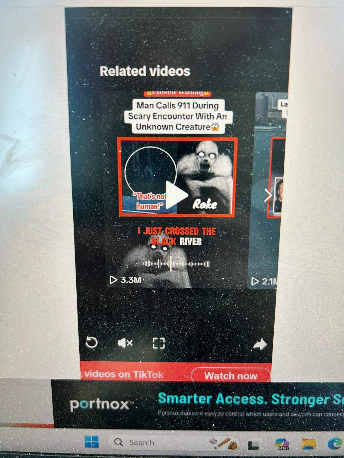 A screenshot of a TikTok video describing a 911 call in Pender County in which a strange creature landed in a moving pickup truck.