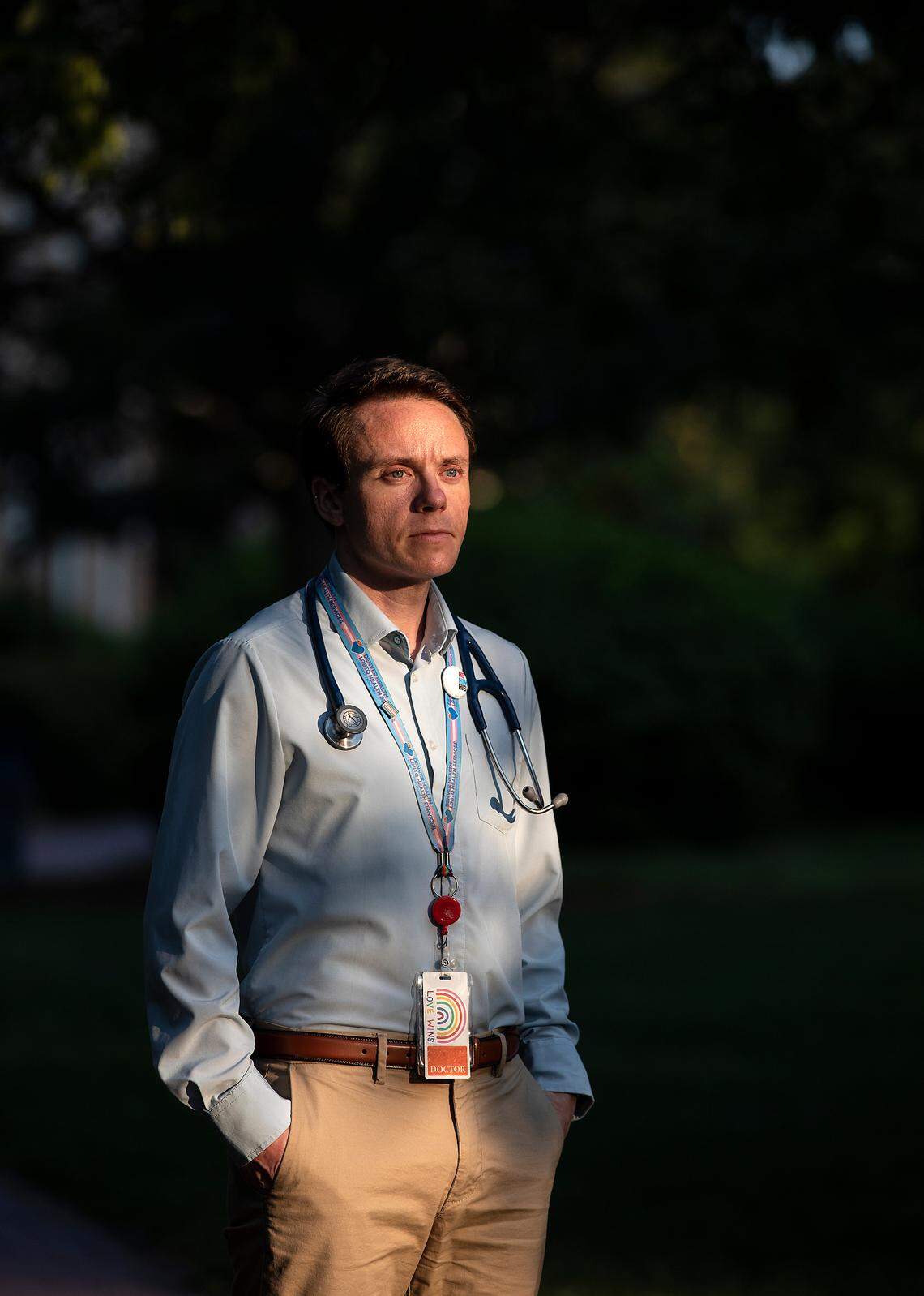 Dr. Riley Smith, pictured on Tuesday, August 1, 2023, in Chapel Hill, N.C., practices family medicine and provides gender-affirming care.