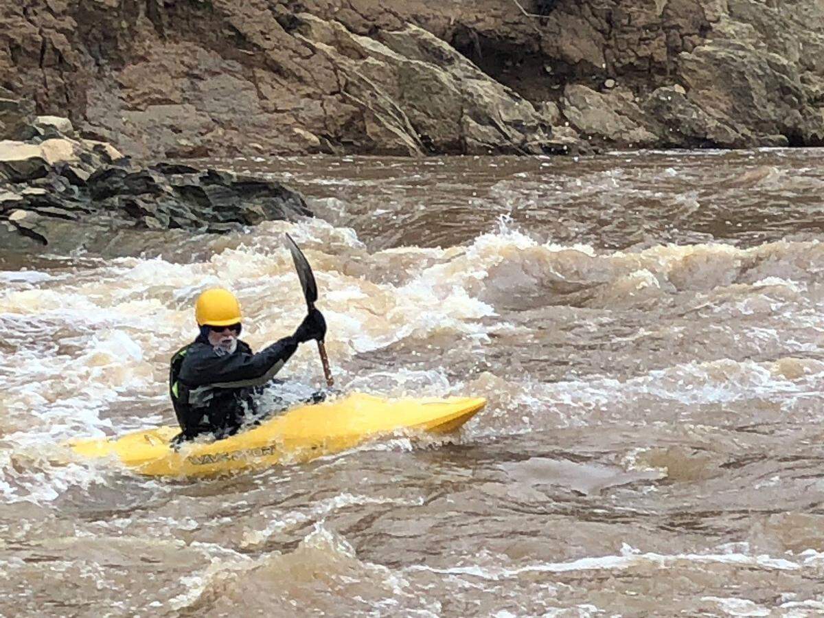 Bob Brueckner, longest-serving president of the Carolina Canoe Club, on the Rocky River.