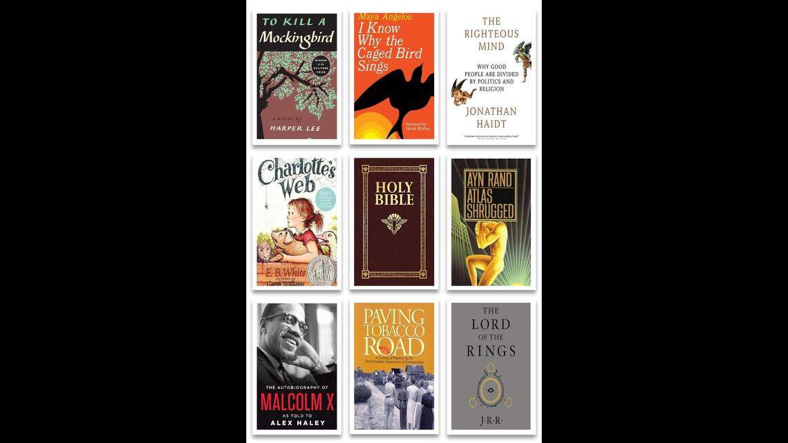 A collage of recommended books.