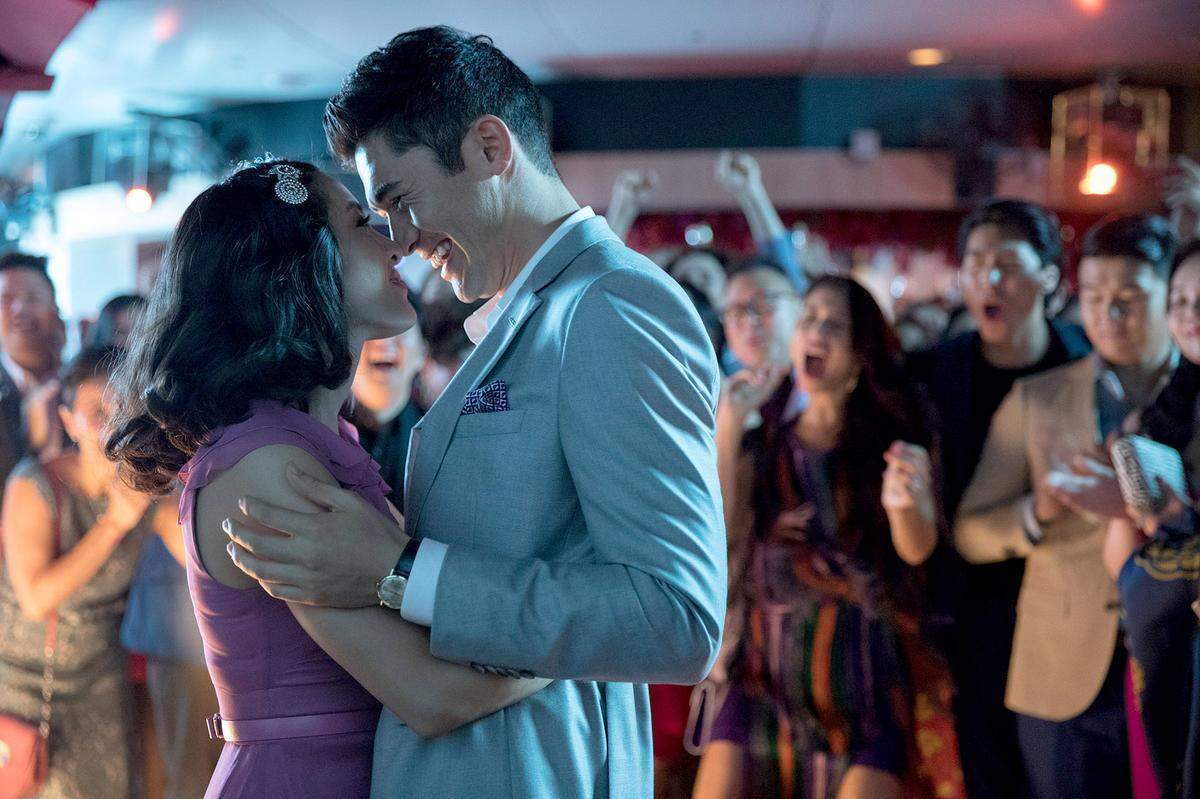 Constance Wu as Rachel and Henry Golding as Nick in “Crazy Rich Asians.”