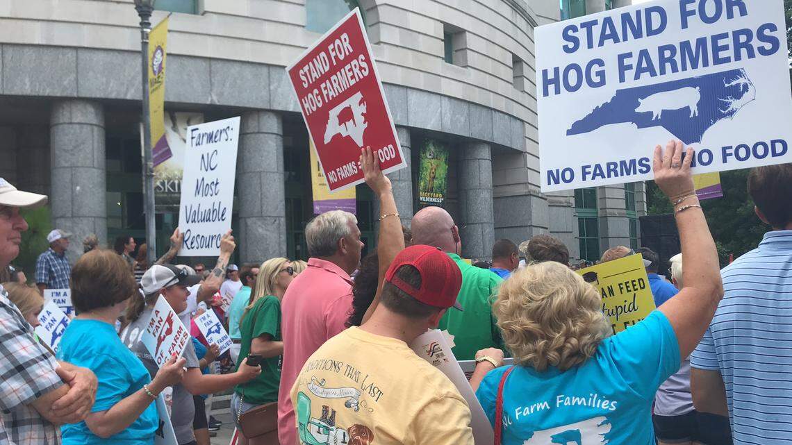 Farmers rallied in Raleigh on Monday, June 25, 2018. Later the same day, Gov. Roy Cooper vetoed a bill adding legal protections for hog farms.