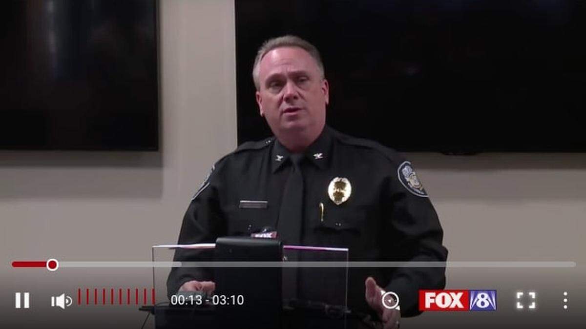 Fox 8 video screenshot of Greensboro Police Chief Wayne Scott’s press conference on Monday, Dec. 3, 2018 about a man arrested after entering a Greensboro, North Carolina high school armed with 2 guns.