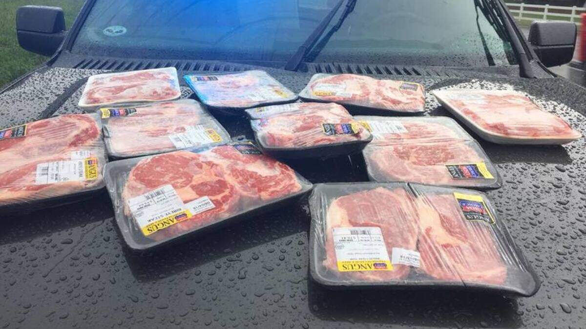 Packages of steak recovered from the pants of a man the Nash County Sheriff’s Office says stole them from a Nashville, NC Walmart.