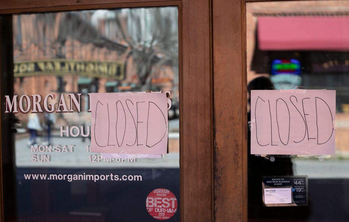 The exterior of the former Morgan Imports in Brightleaf Square on Tuesday, February 23, 2021 in Durham, N.C. The store closed in 2020 after 51 years in downtown Durham.