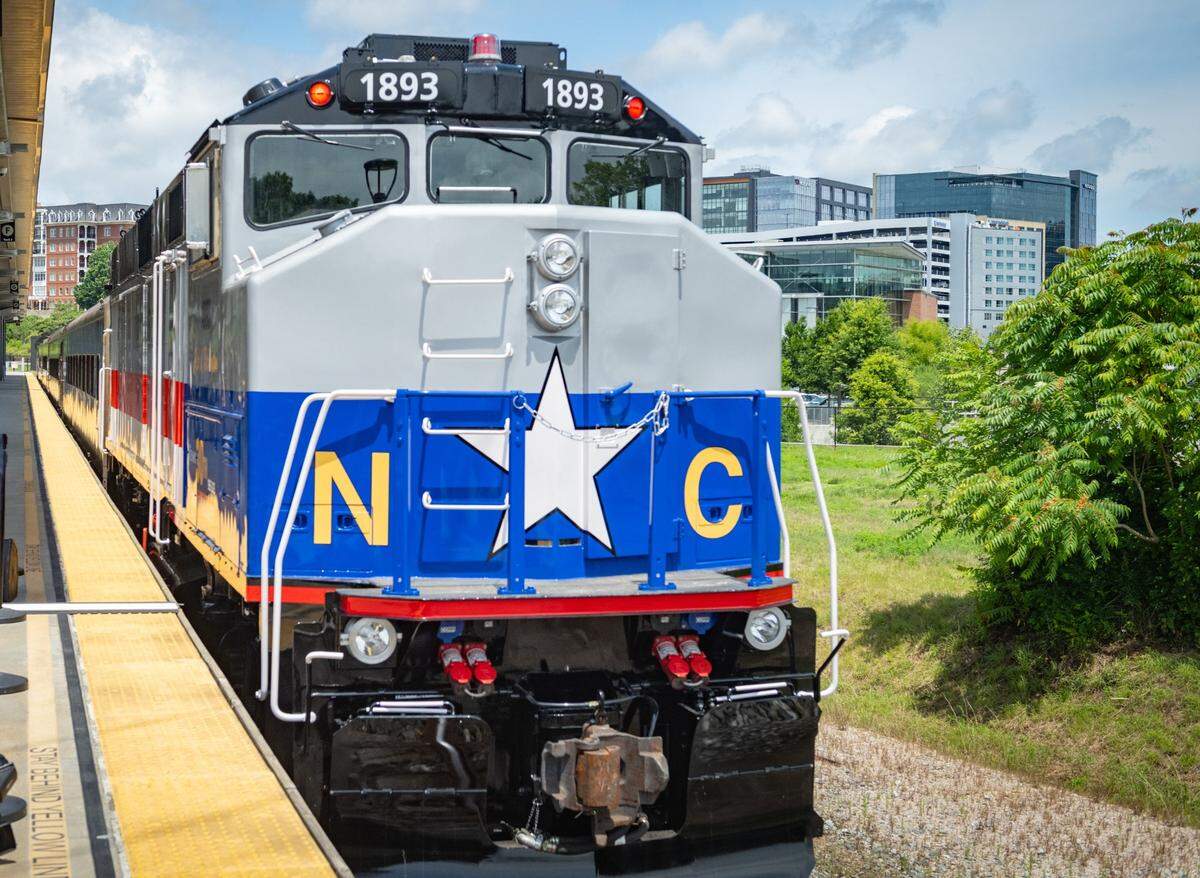 To commemorate the 30th anniversary of the Piedmont train between Raleigh and Charlotte, the N.C. Department of Transportation painted one of its engines with the original color scheme from the 1990s. The engine was unveiled at Raleigh Union Station on Friday, May 30, 2025.