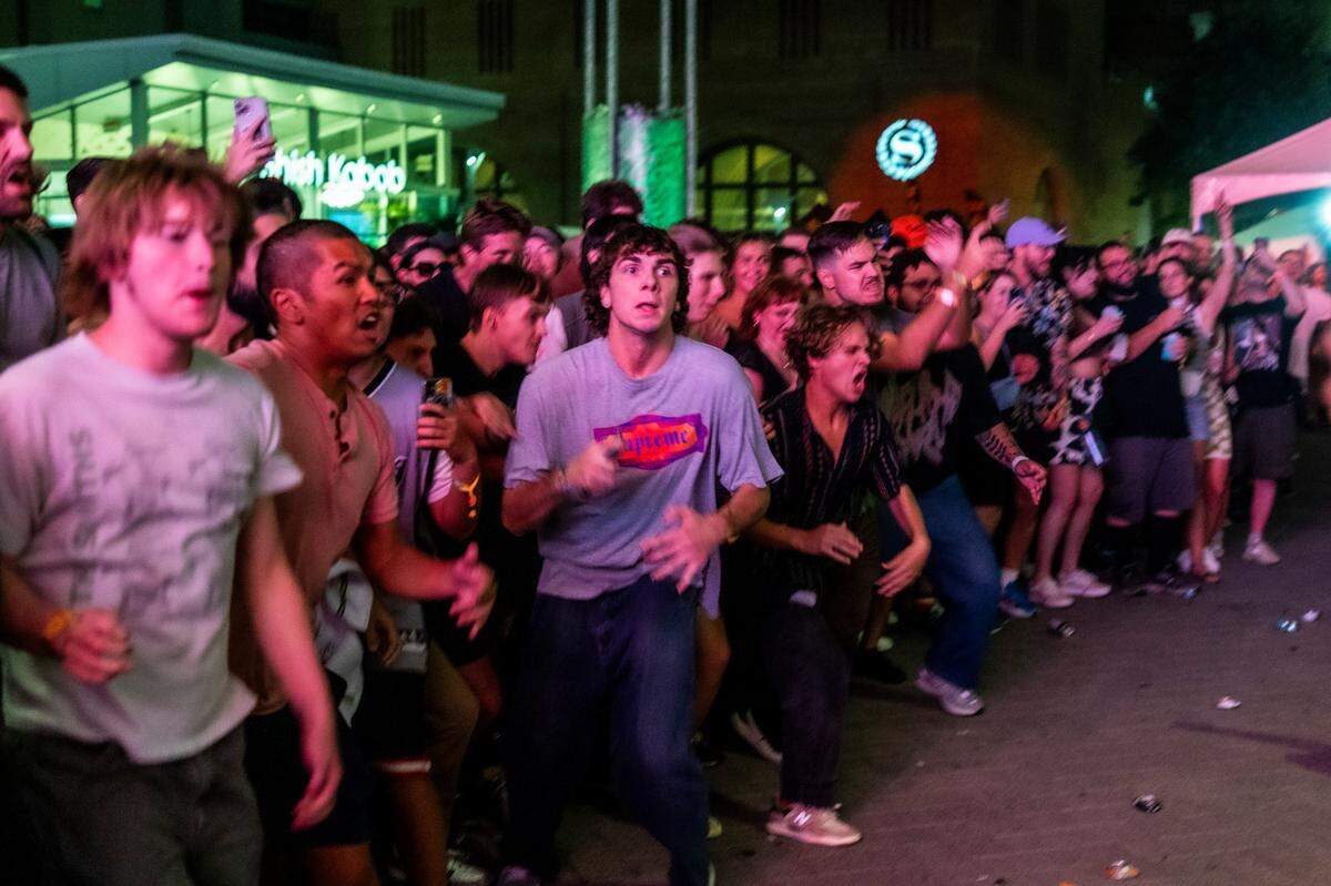Fans watch as Denzel Curry performs Day 2 of the Hopscotch Music Festival Friday, Sept. 8 2023 at City Plaza in Raleigh.