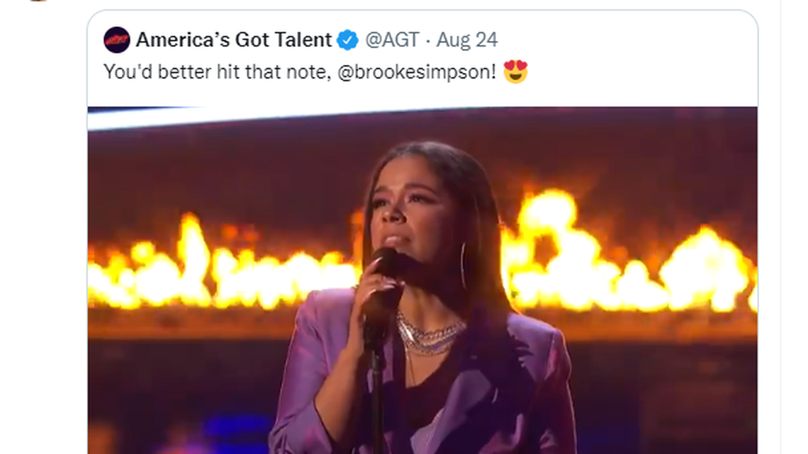 Brooke Simpson made the semifinals of “America’s Got Talent” on Wednesday.