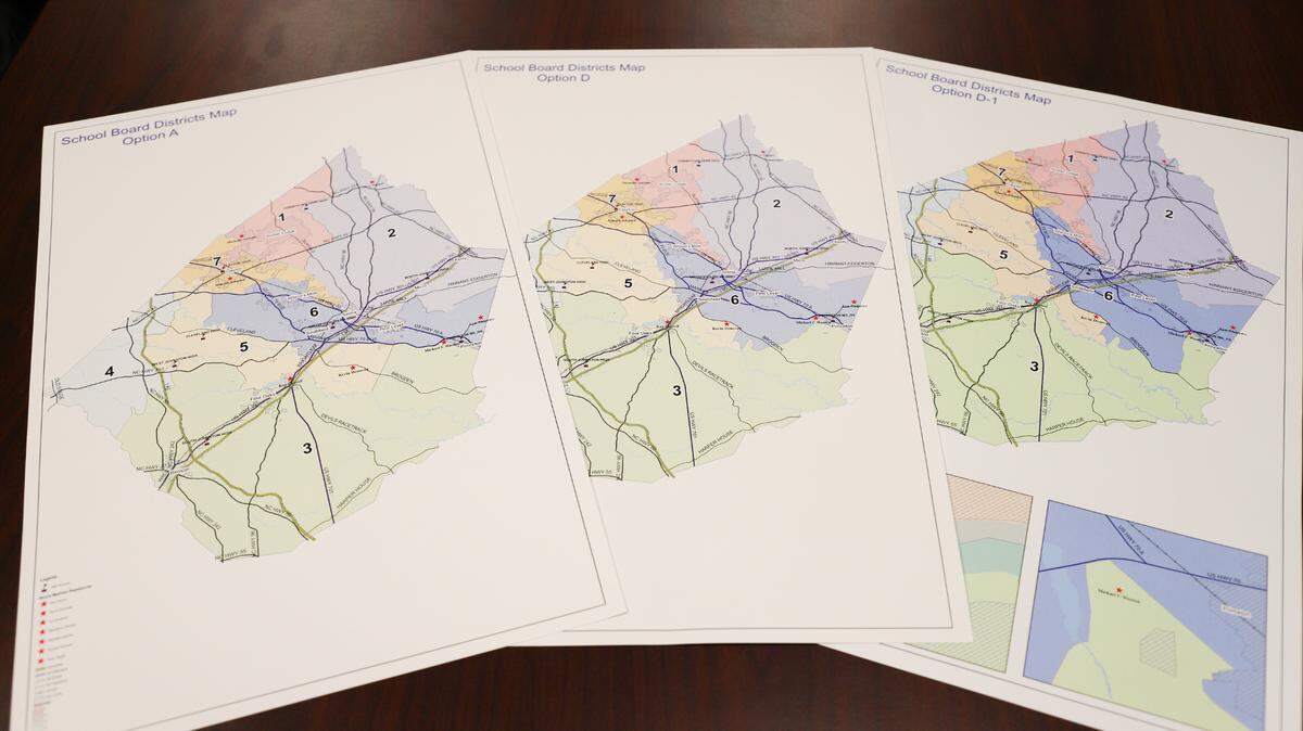 Johnston County voters are being asked to give comments on which of these three maps they want to use for electing school board members.