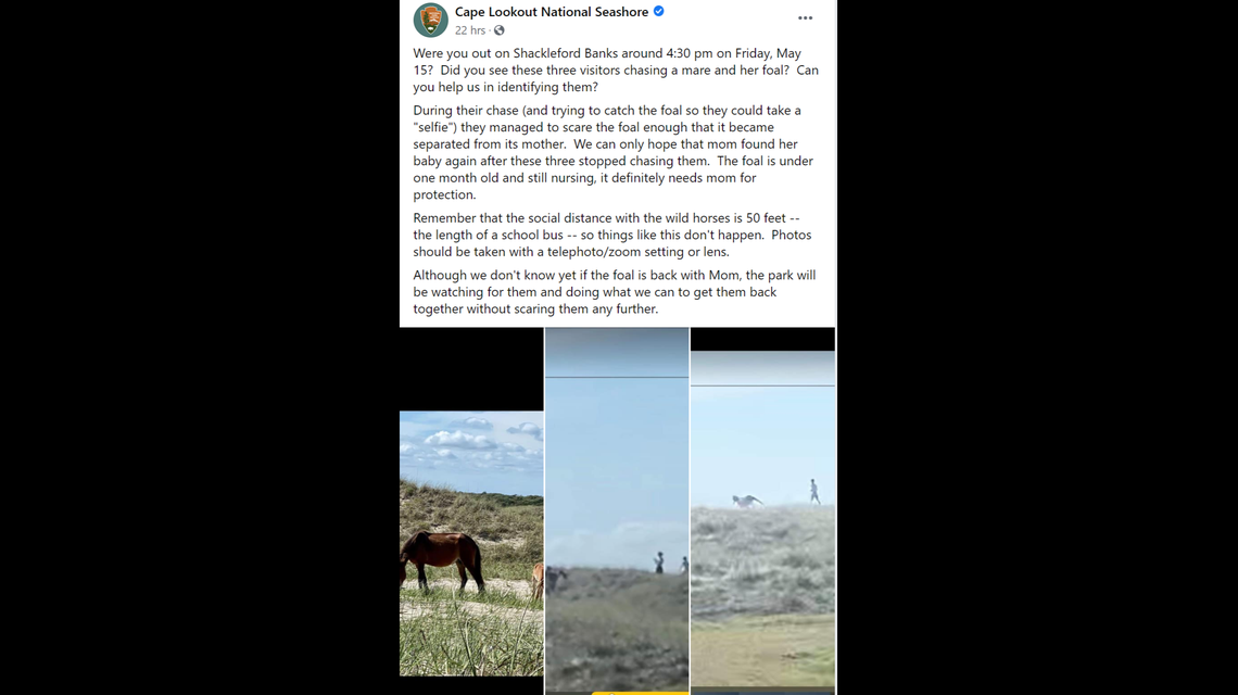 Cape Lookout National Seashore shared this post on Facebook Saturday, asking for help identifying the three suspects.