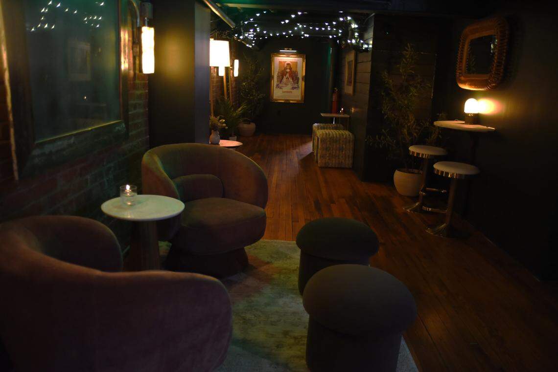 There’s a dark and moody upstairs lounge at the new Delancey Tavern in Durham.