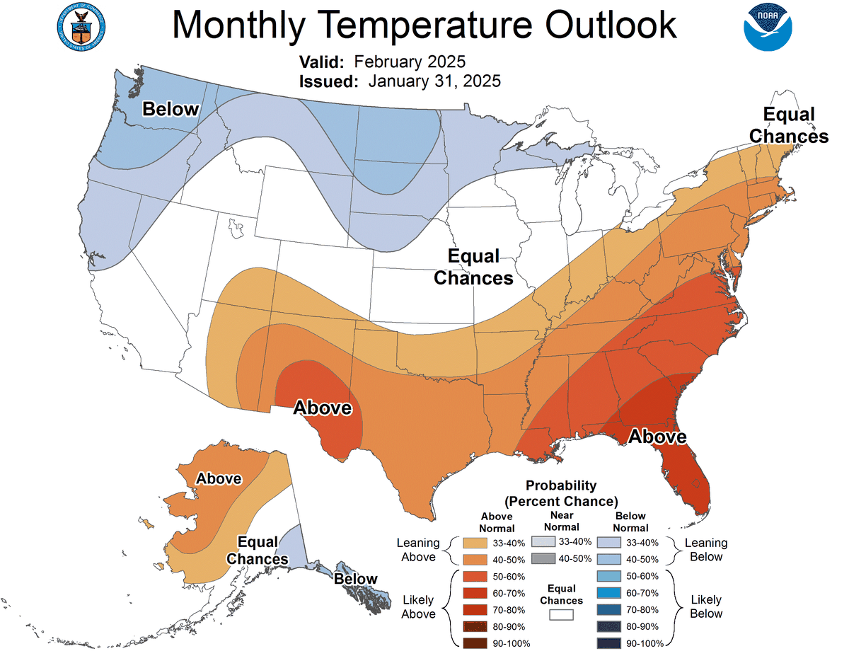 Raleigh and all of North Carolina are likely to see higher-than-average temperatures in February, starting with a warm first week of the month. The farmers’ almanacs both see a chance of snow later in the month.